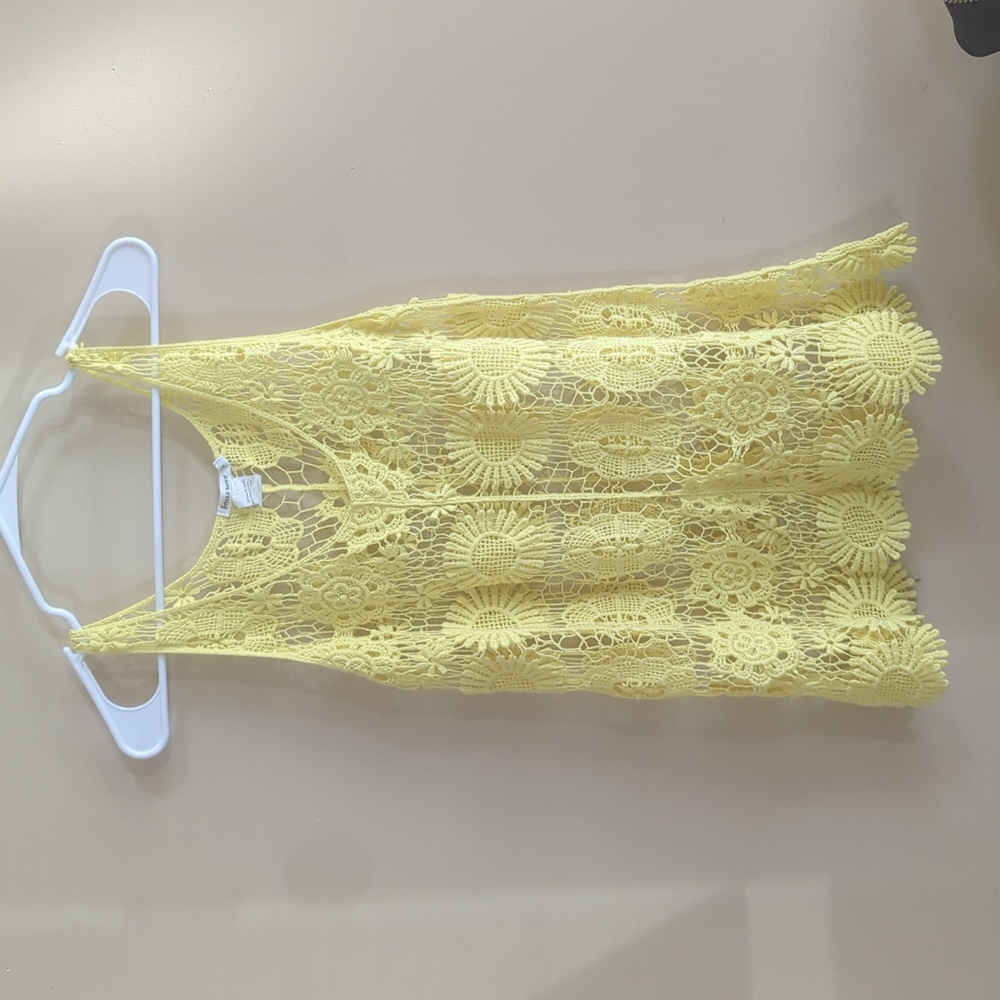 Breeze Ever Yellow crochet tank top / cover up small